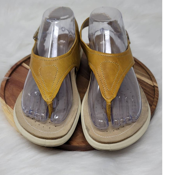Ecco Shoes - ECCO Mustard Yellow Flip Flop Ankle Adjustable Strap Sandals 41 - 10-10.5 US
